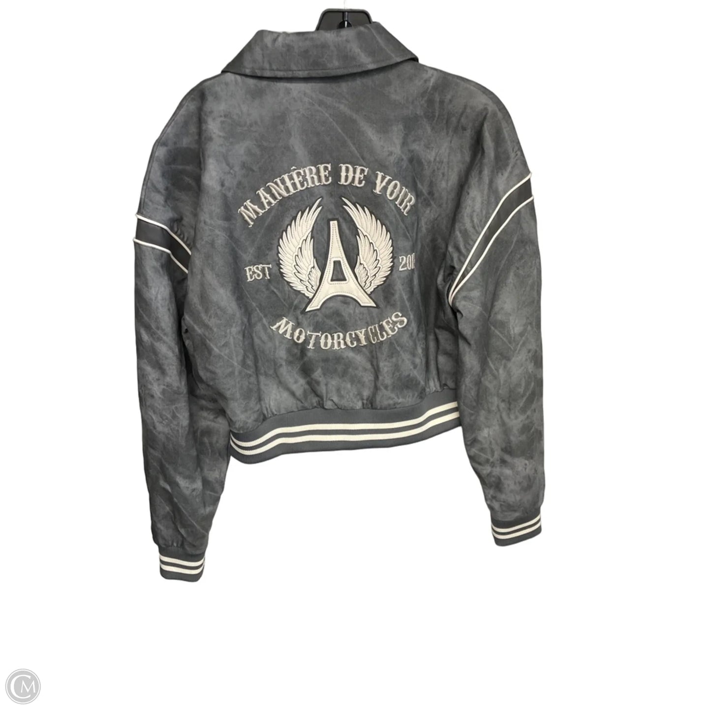 Jacket Moto By Clothes Mentor In Grey, Size: 8