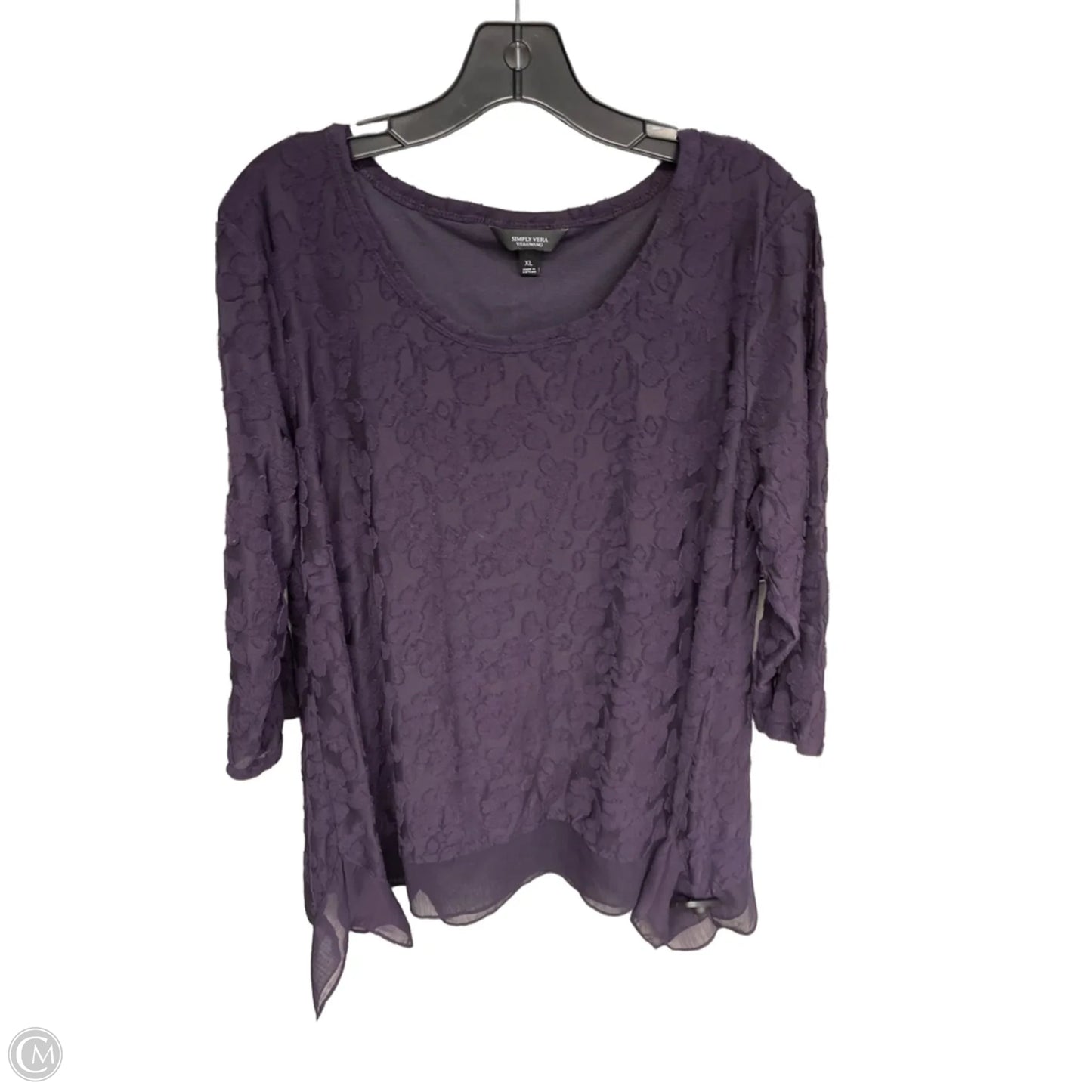 Top 3/4 Sleeve By Simply Vera In Purple, Size: Xl