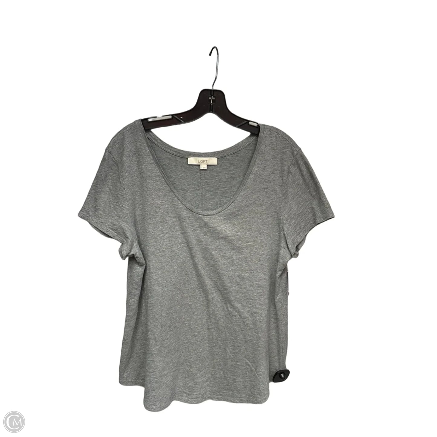 Top Short Sleeve By Loft In Grey, Size: L