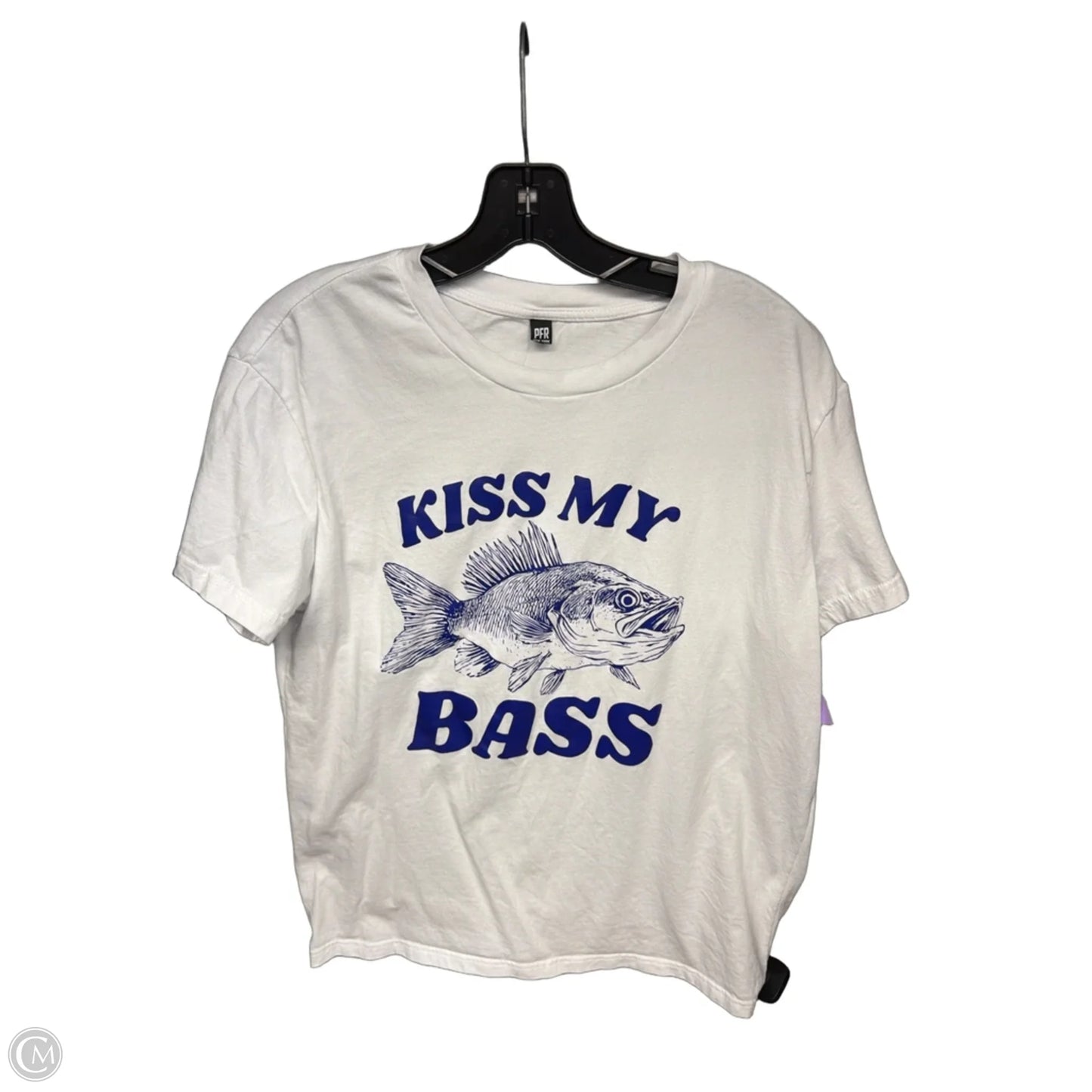 Top Short Sleeve By Clothes Mentor In Blue & White, Size: M