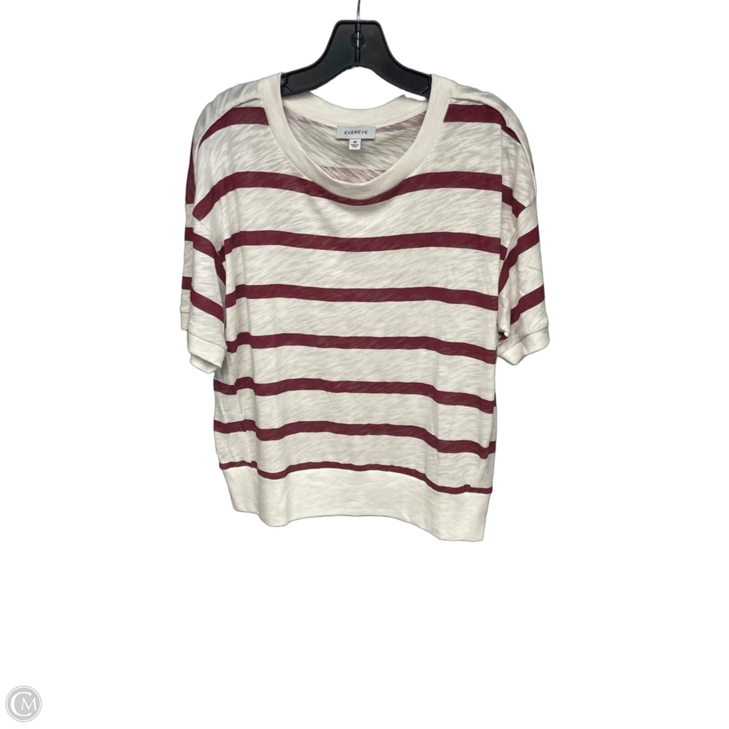 Top Short Sleeve By Evereve In Cream & Red, Size: M