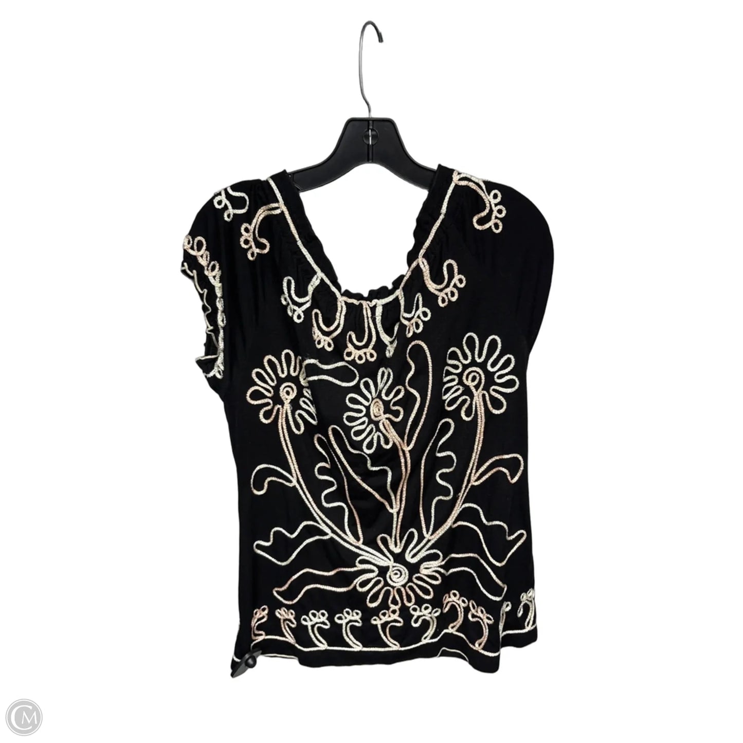 Top Short Sleeve By Clothes Mentor In Black & Gold, Size: M