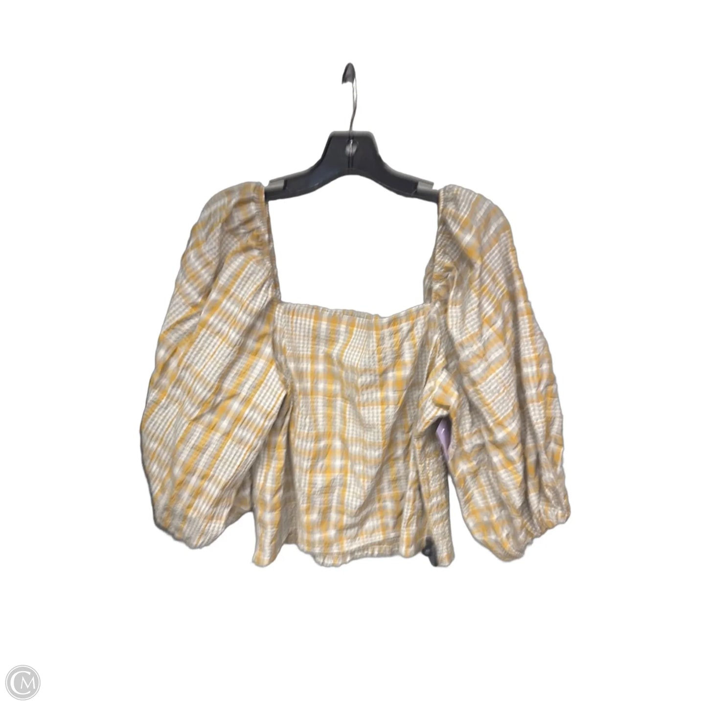 Top Short Sleeve By Maeve In Grey & Yellow, Size: Xl