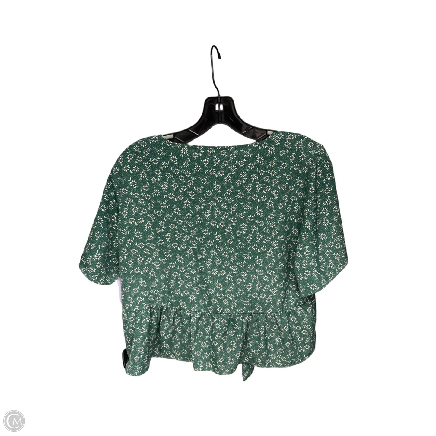 Top Short Sleeve By Shein In Green & White, Size: L