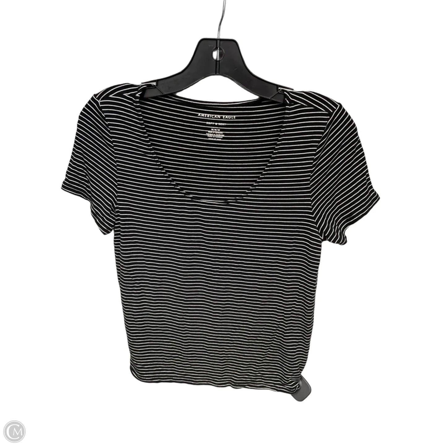 Top Short Sleeve Basic By American Eagle In Black & White, Size: M