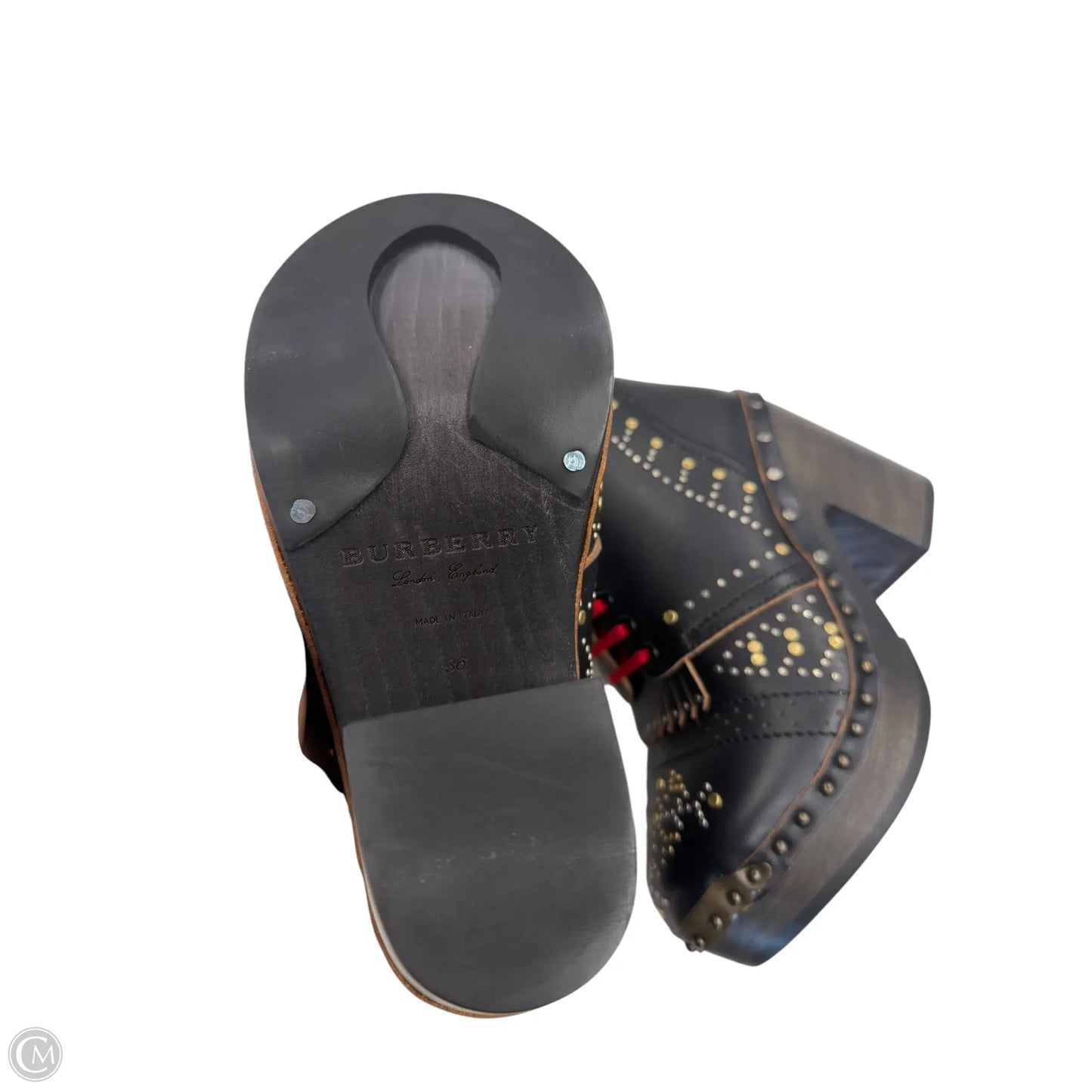 Boots Luxury Designer By Burberry In Black & Red, Size: 6