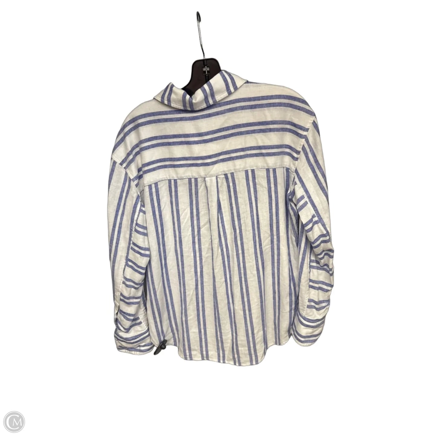 Top Long Sleeve By Caslon In Blue & White, Size: S