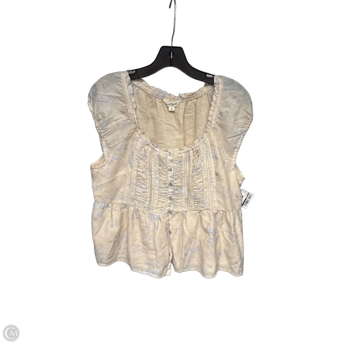 Top Short Sleeve By Lucky Brand In Floral Print, Size: L