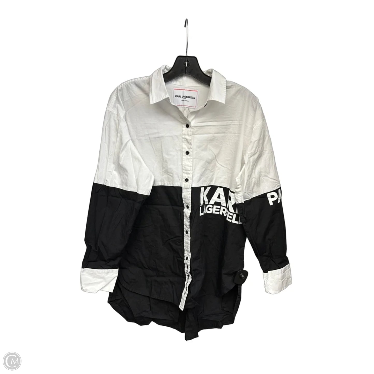 Top Long Sleeve Designer By Karl Lagerfeld In Black & White, Size: S