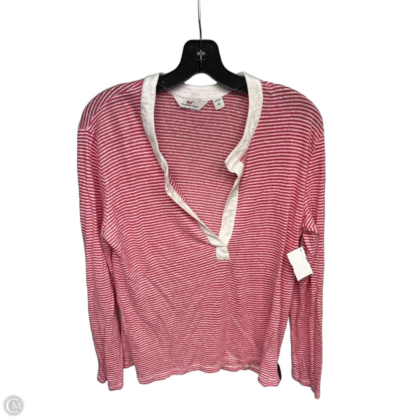 Top Long Sleeve By Vineyard Vines In Red & White, Size: M