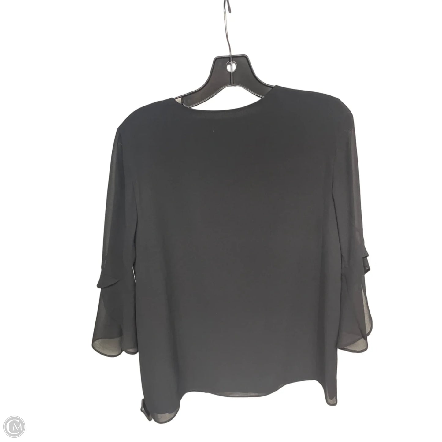 Top 3/4 Sleeve By Calvin Klein In Black, Size: M