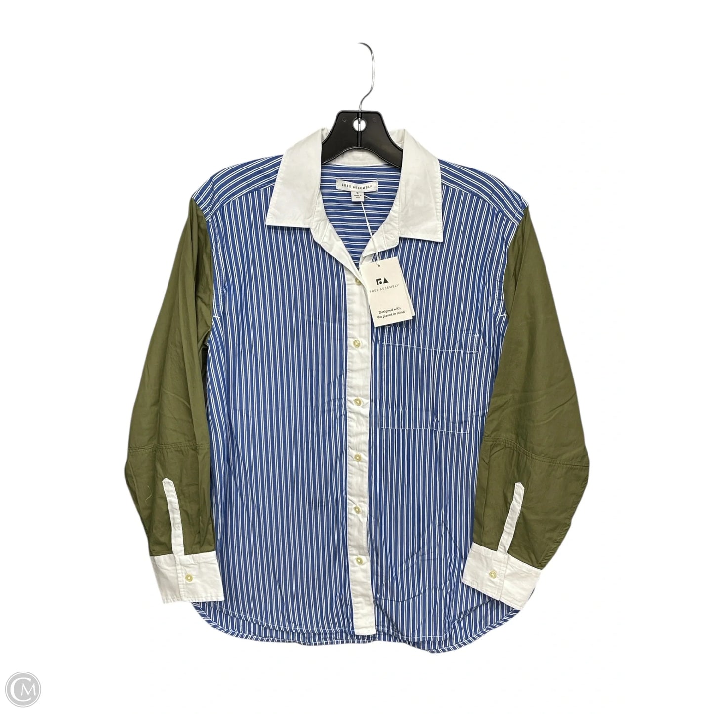 Top Long Sleeve By Free Assembly In Blue & Green, Size: S
