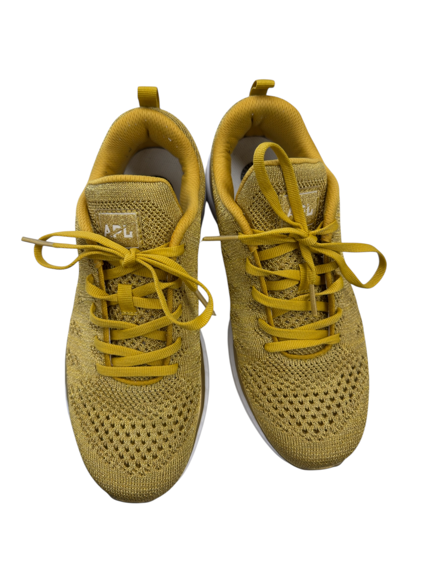 Shoes Designer By Apl In Gold, Size: 8.5