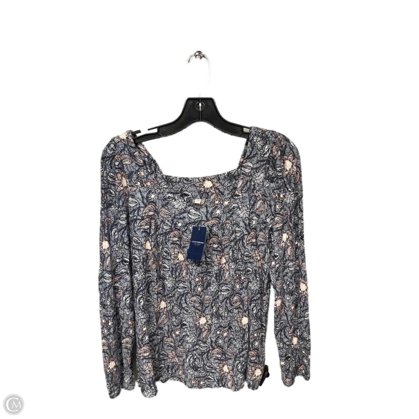 Top Long Sleeve By Lucky Brand In Grey & Pink, Size: S