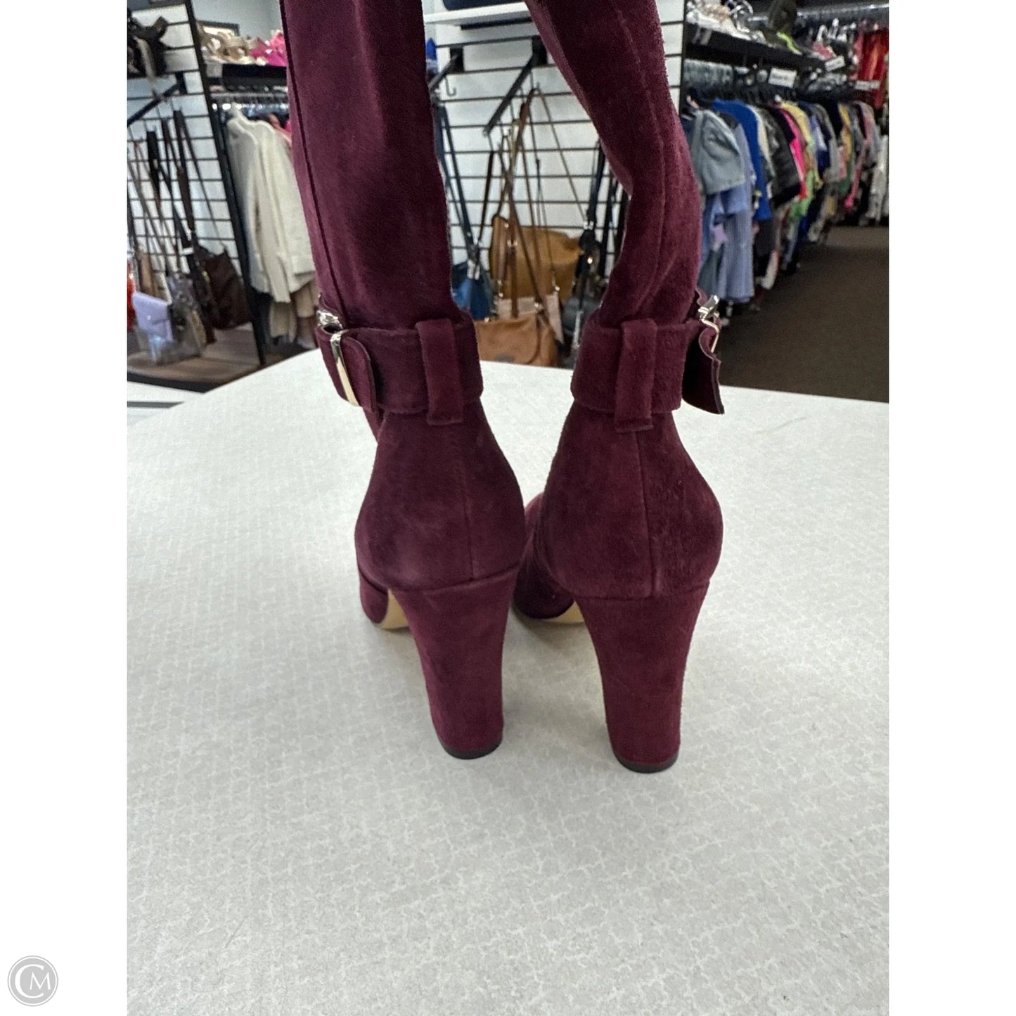 Boots Knee Heels By White House Black Market In Maroon, Size: 6
