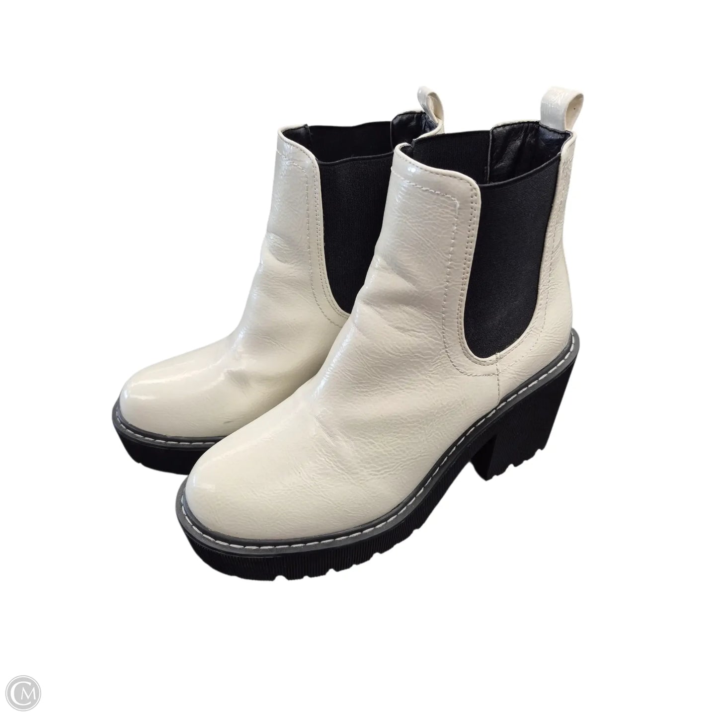 Boots Ankle Heels By Forever 21 In Black & White, Size: 10