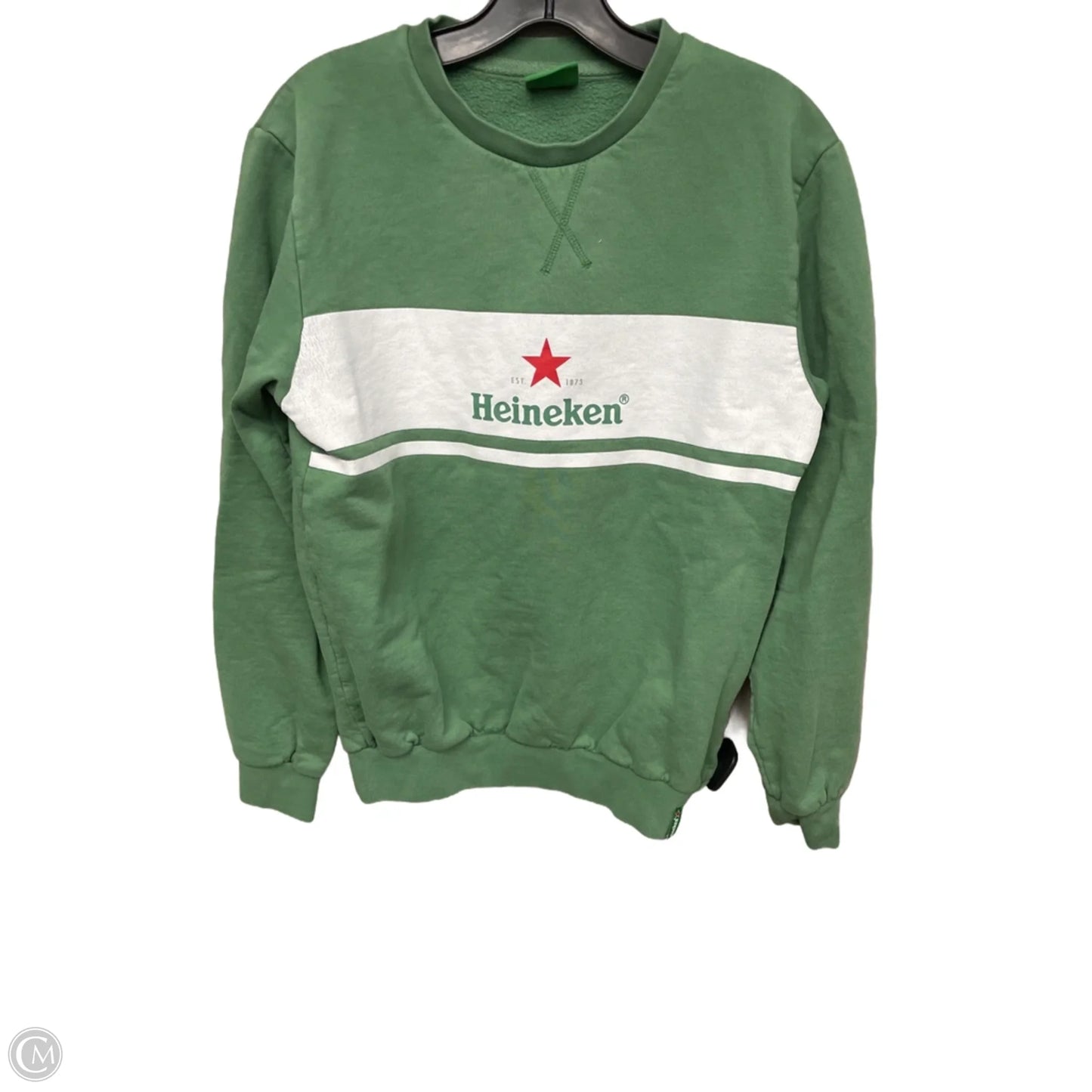 Sweatshirt Crewneck By Clothes Mentor In Green & White, Size: M