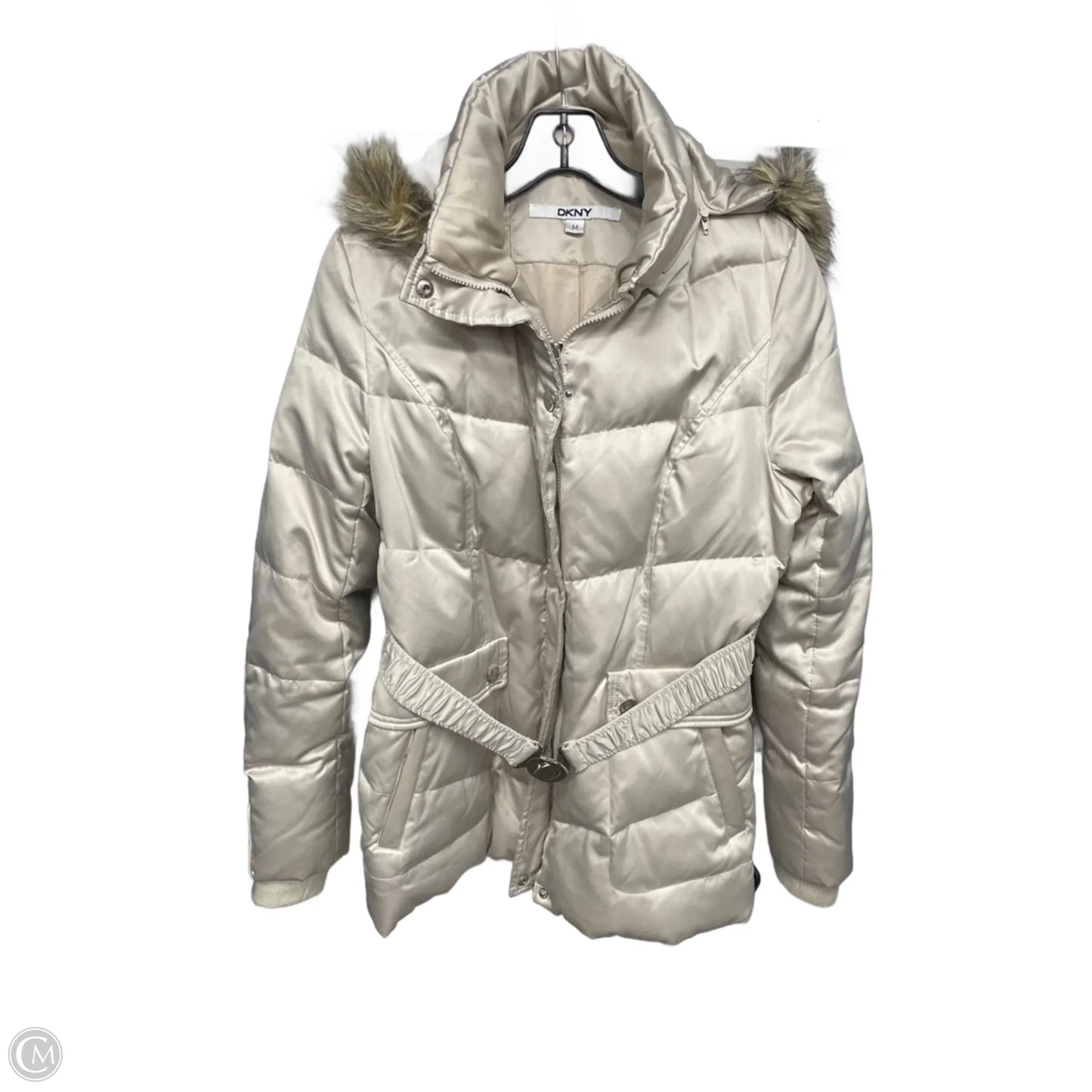 Jacket Puffer & Quilted By Dkny In Gold, Size: M