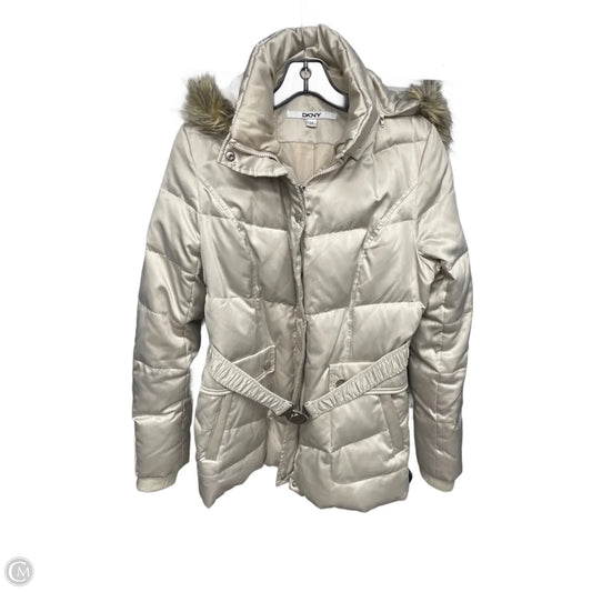 Jacket Puffer & Quilted By Dkny In Gold, Size: M