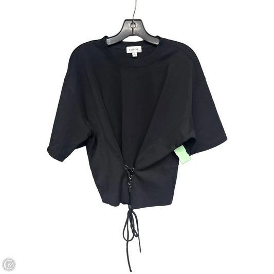 Top Short Sleeve By Evereve In Black & Silver, Size: L