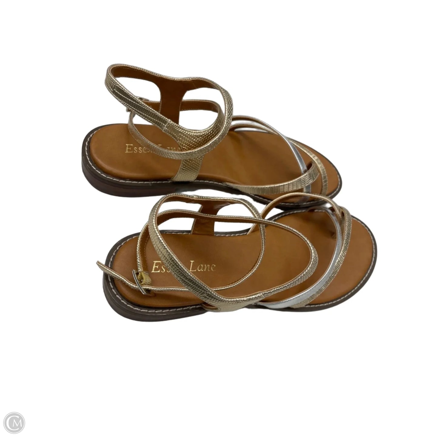 Sandals Flats By Clothes Mentor In Gold & Silver, Size: 8.5