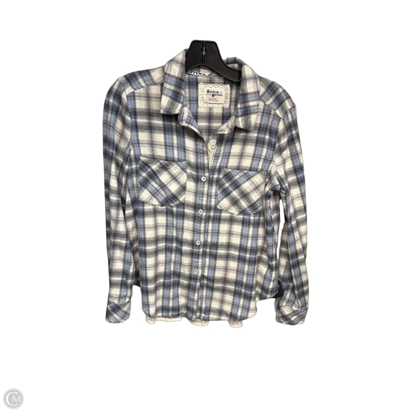 Top Long Sleeve By Holding Horses In Plaid Pattern, Size: S