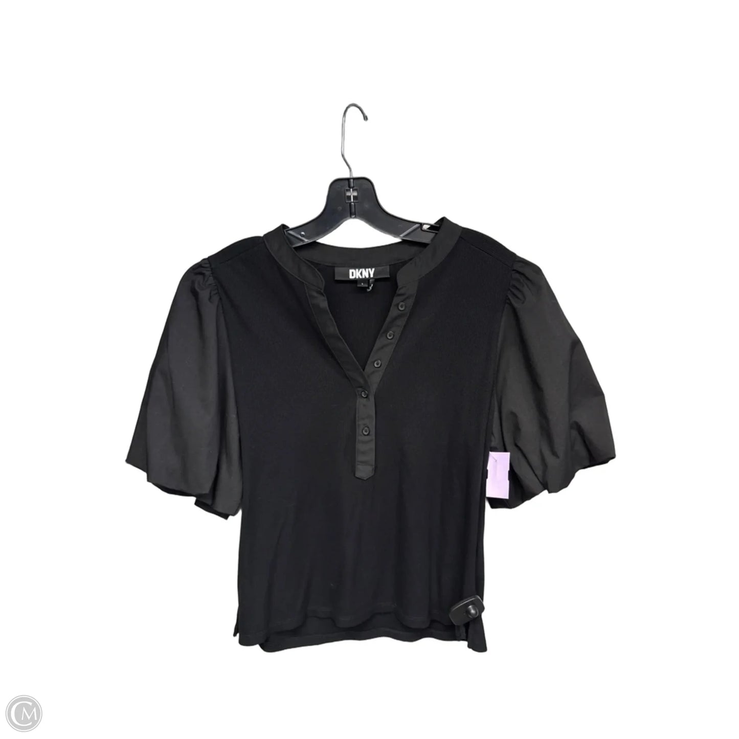 Top Short Sleeve By Dkny In Black, Size: L
