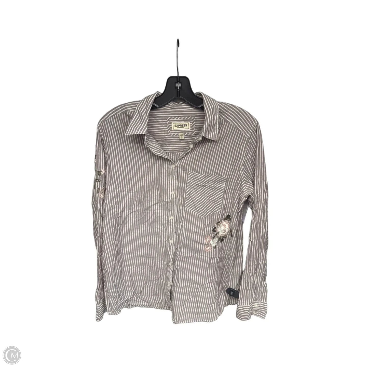 Top Long Sleeve By Express In Striped Pattern, Size: M