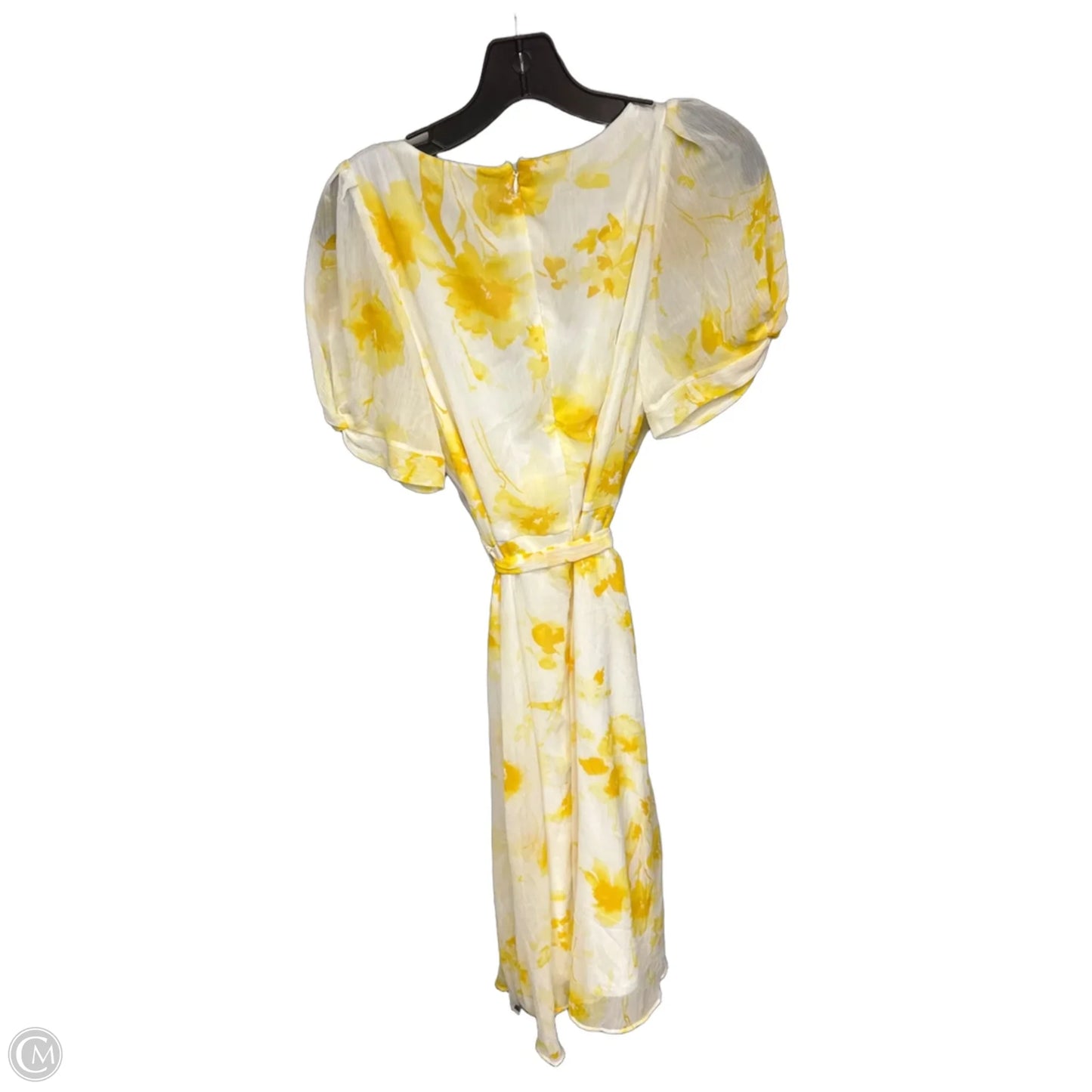 Dress Casual Maxi By Dkny In White & Yellow, Size: 12