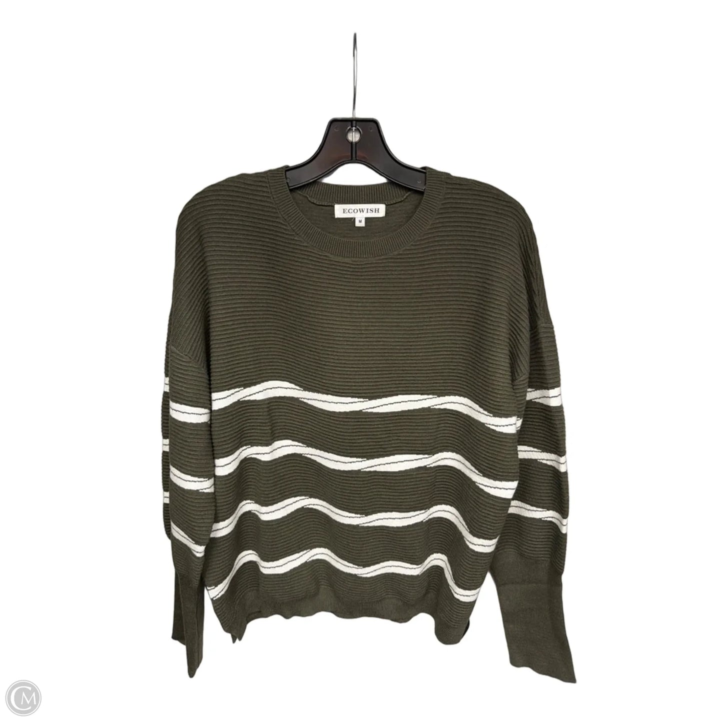 Sweater By Ecowish In Green & White, Size: M