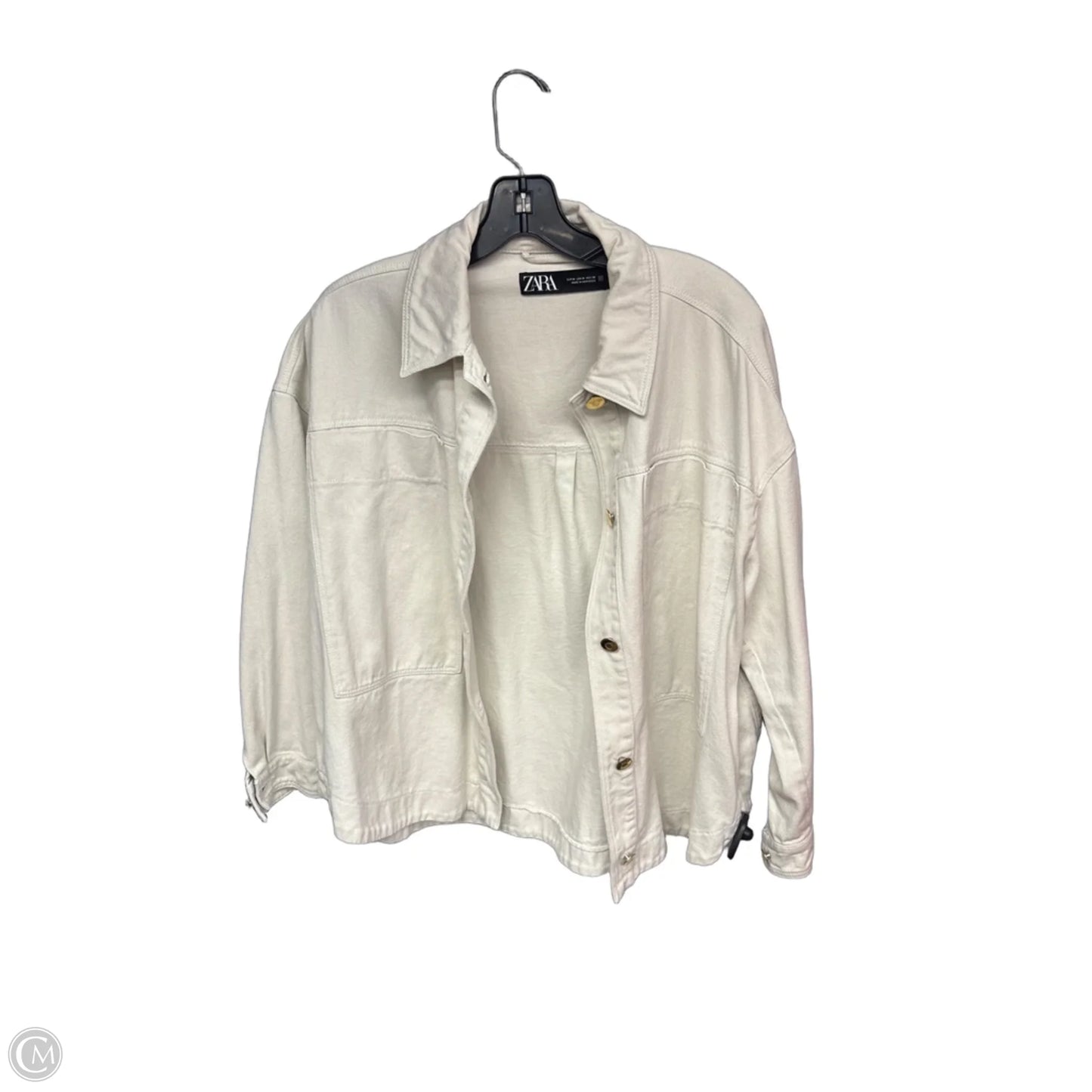 Jacket Denim By Zara In Beige, Size: M