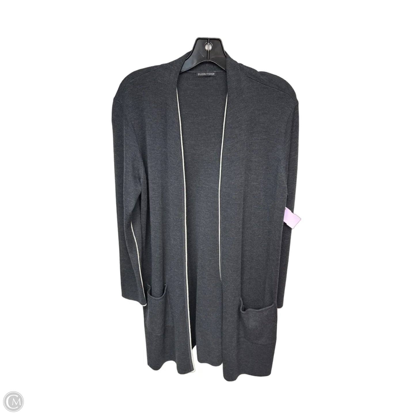 Cardigan By Eileen Fisher In Grey & White, Size: Xl