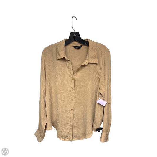 Top Long Sleeve By Simply Vera In Tan, Size: L