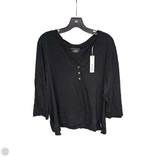 Top 3/4 Sleeve By Chicos In Black, Size: Xl