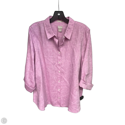Top 3/4 Sleeve By Chicos In Pink, Size: Xl