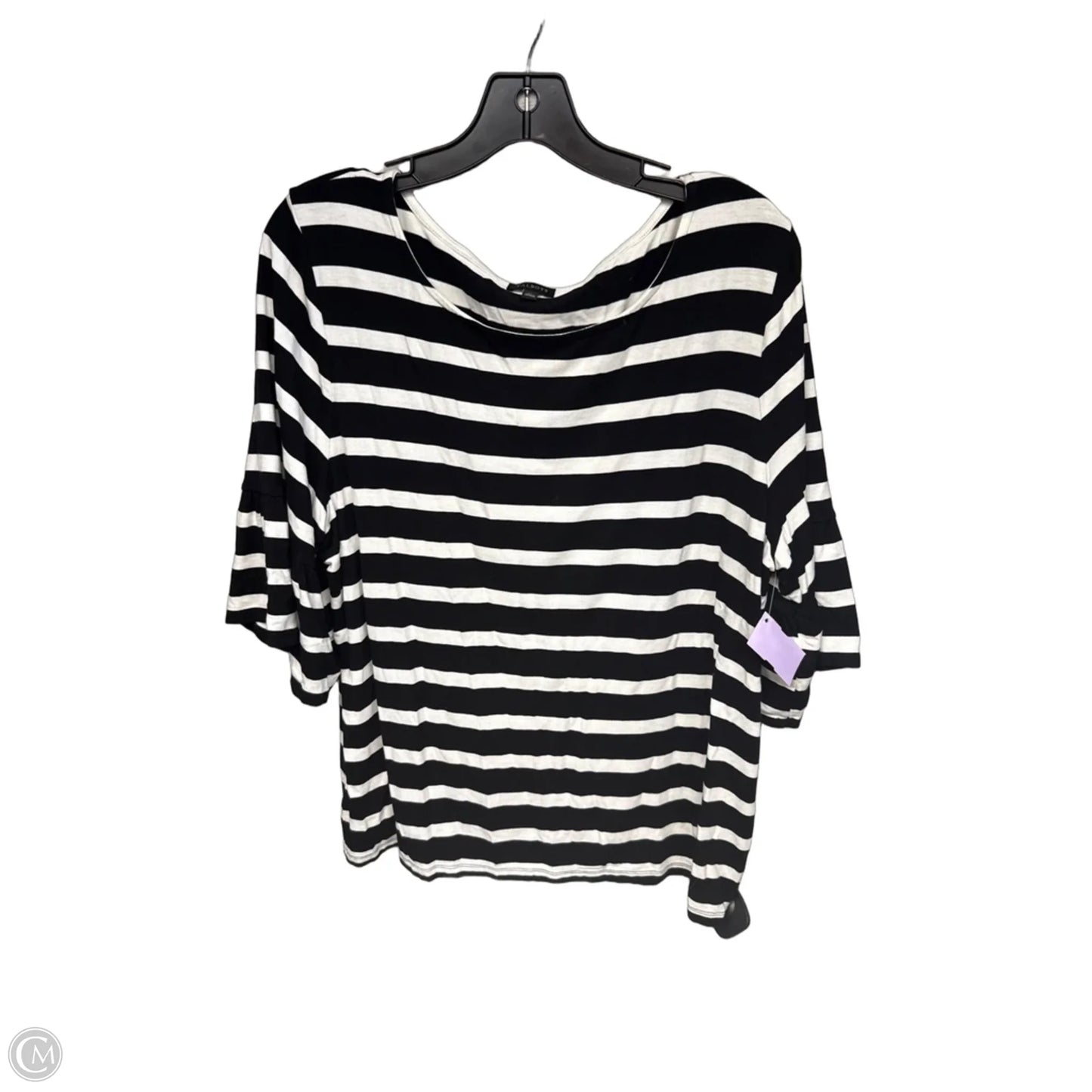 Top Short Sleeve By Talbots In Black & White, Size: Xl