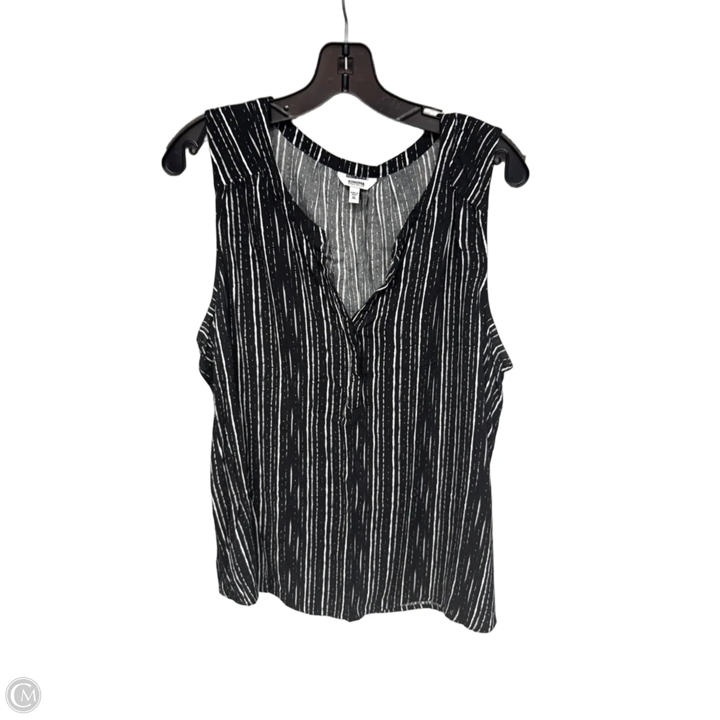 Top Sleeveless By Sonoma In Black & White, Size: Xl