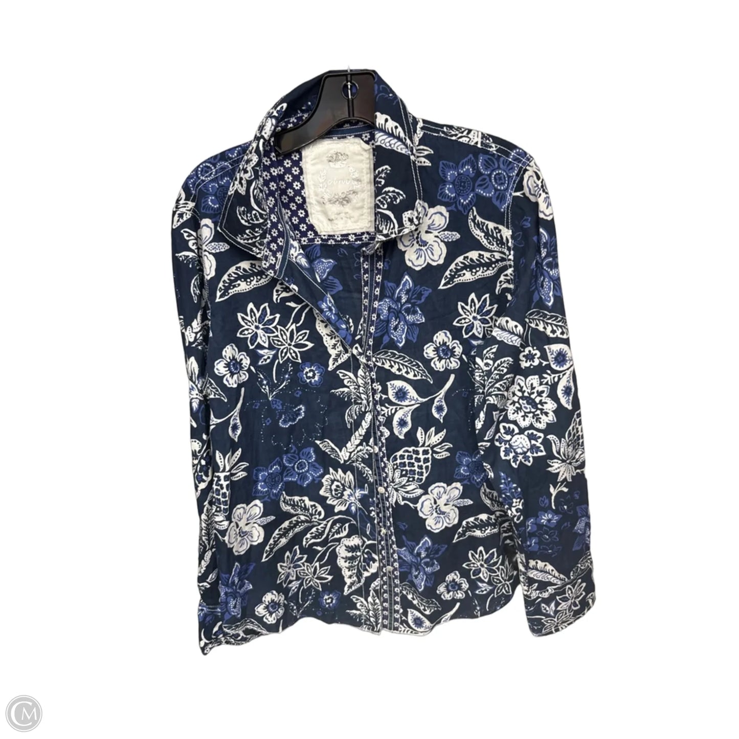 Top Long Sleeve By Clothes Mentor In Blue & White, Size: Xl