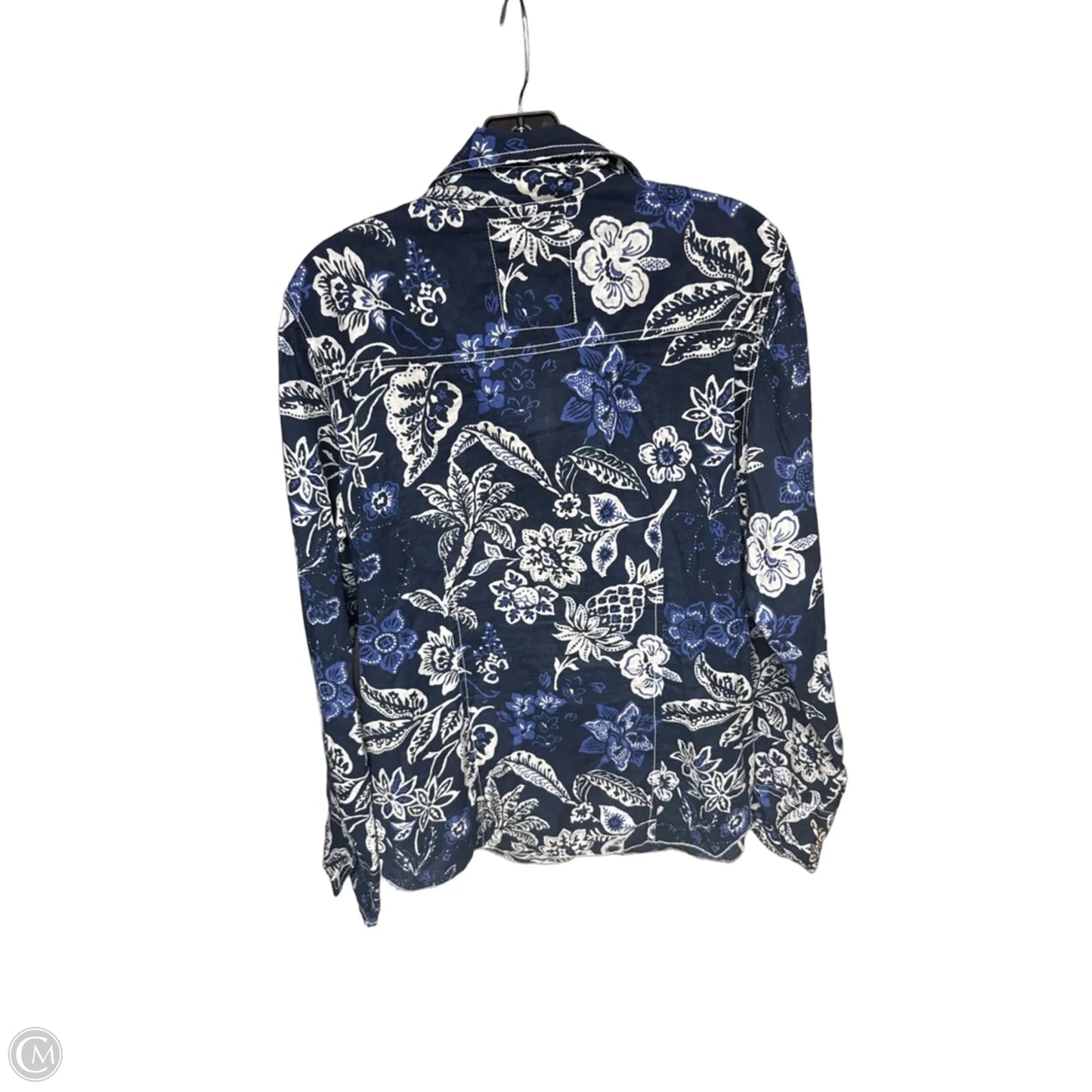 Top Long Sleeve By Clothes Mentor In Blue & White, Size: Xl