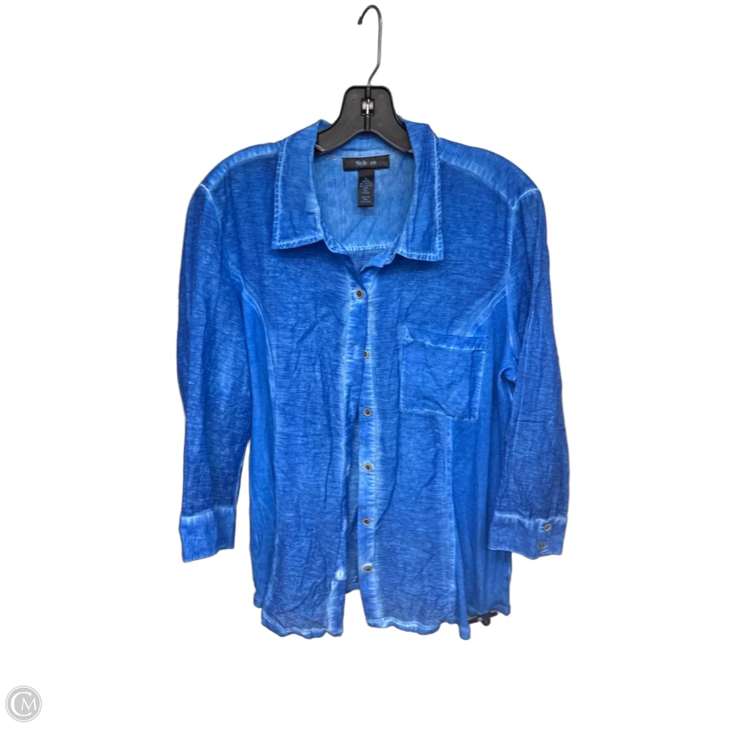 Top Long Sleeve By Style And Company In Blue, Size: L