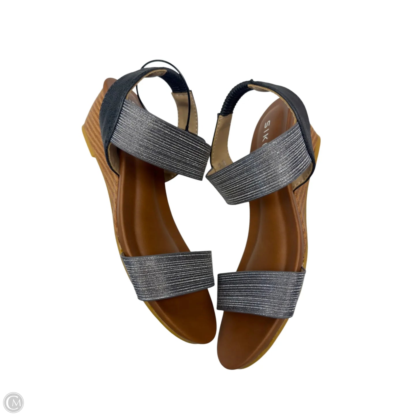 Sandals Heels Wedge By Siketu In Silver, Size: 7.5