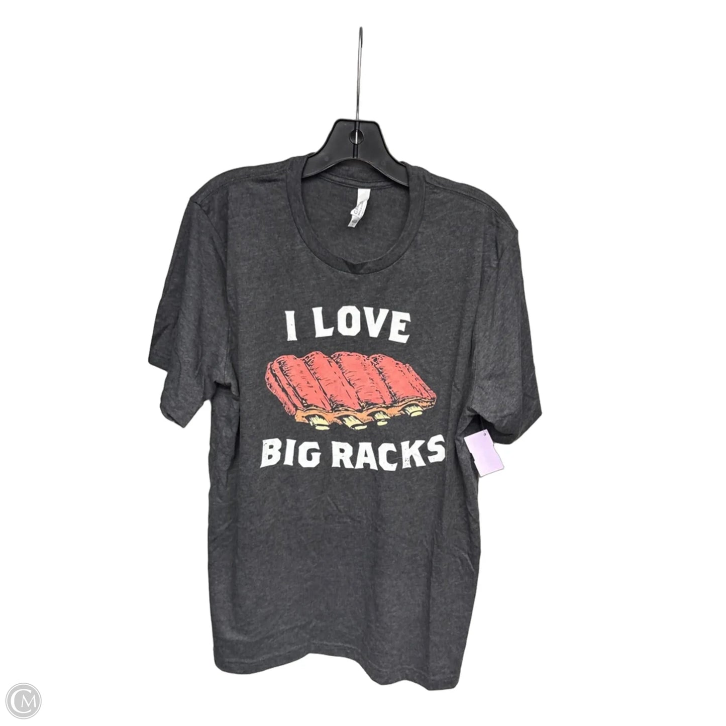 Top Short Sleeve By Canvas In Grey & Red, Size: L