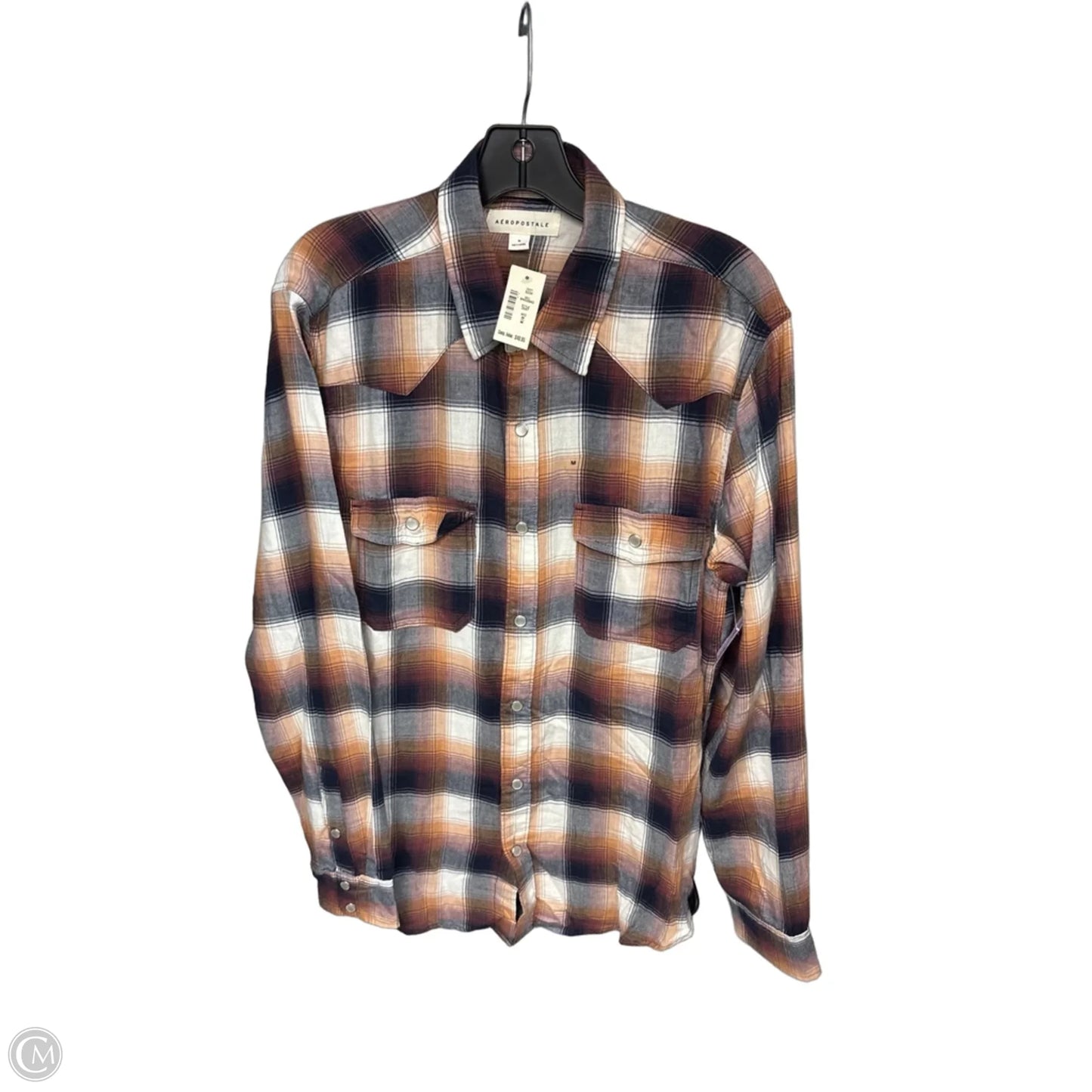 Top Long Sleeve By Aeropostale In Plaid Pattern, Size: M