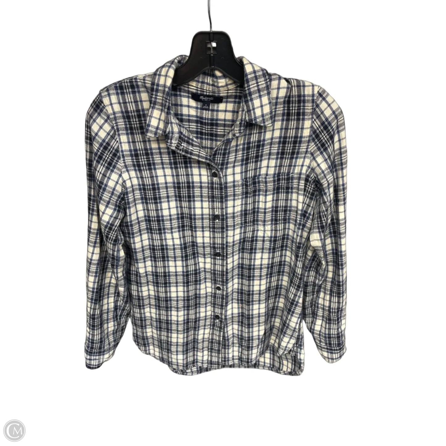 Top Long Sleeve By Madewell In Plaid Pattern, Size: S