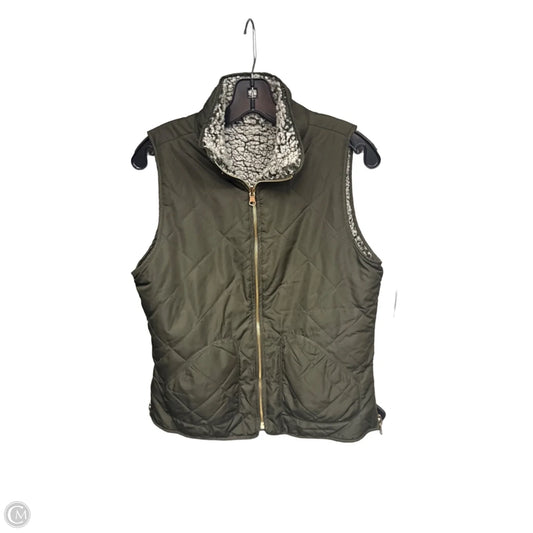 Vest Puffer & Quilted By Thread And Supply In Green & Grey, Size: S
