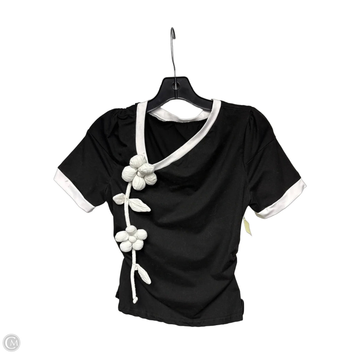 Top Short Sleeve By Shein In Black & White, Size: M