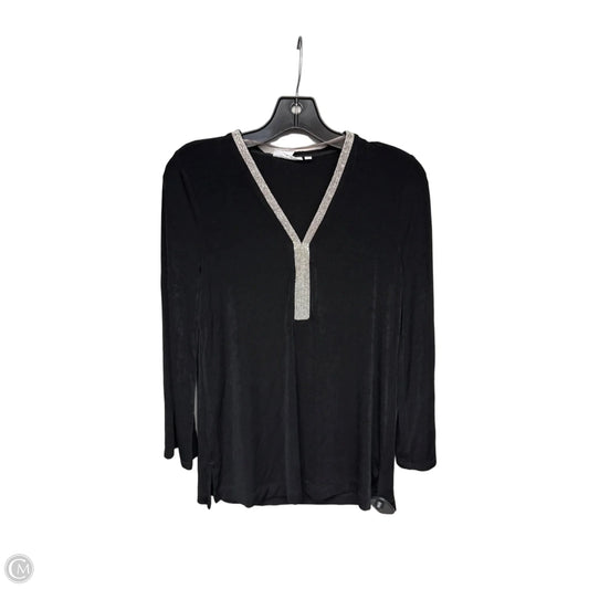 Top Long Sleeve By Chicos In Black & Silver, Size: Xs