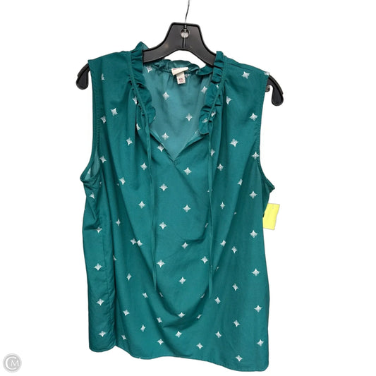 Top Sleeveless By Merona In Green & White, Size: Xxl