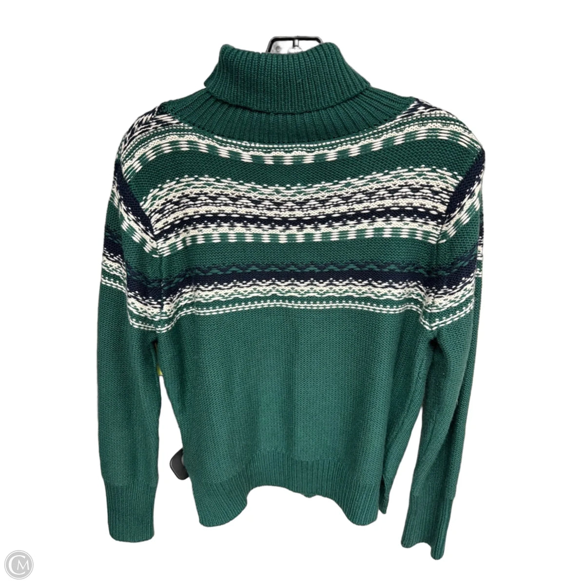 Sweater By Harper In Green & White, Size: M