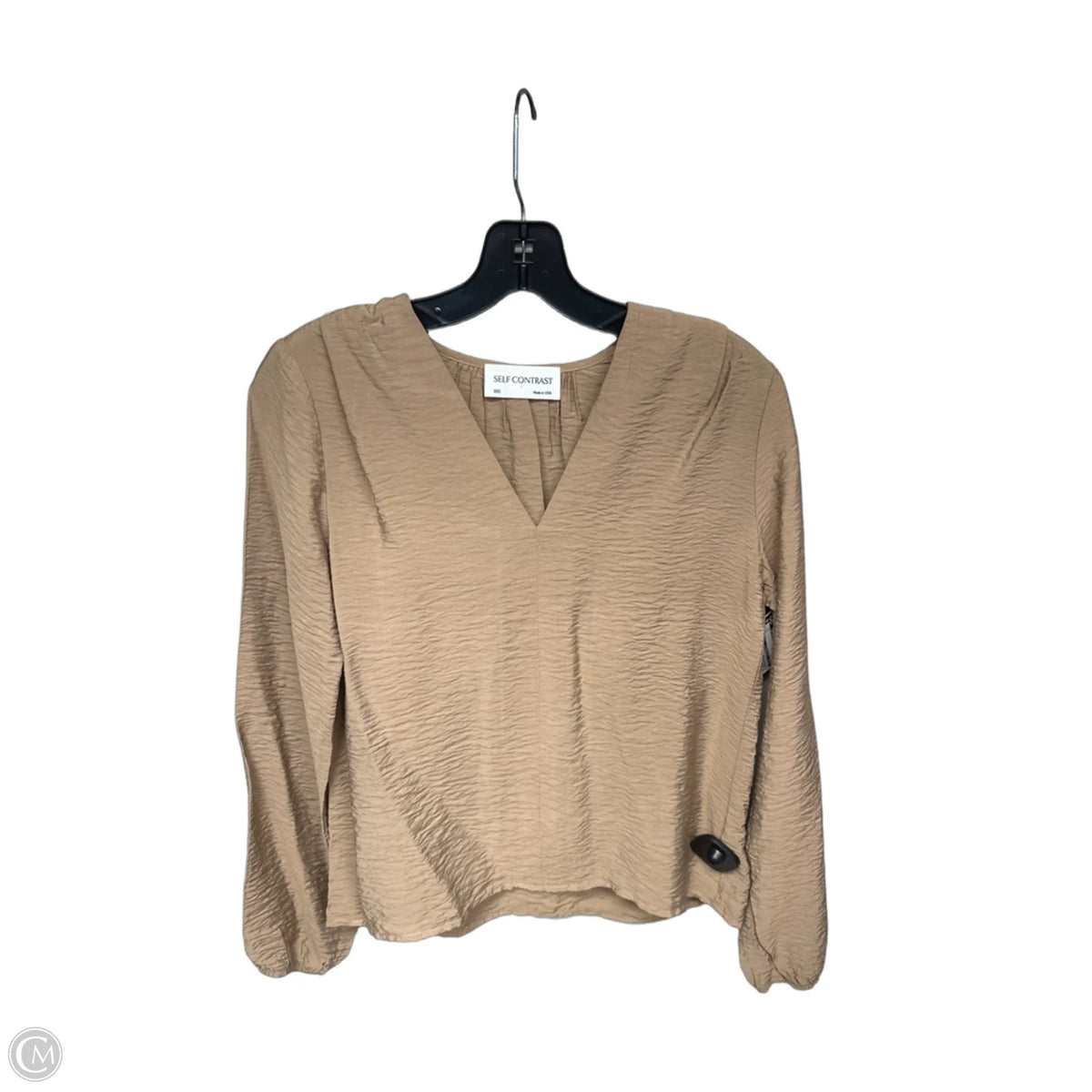 Top Long Sleeve By Self Contrast In Tan, Size: Xxs